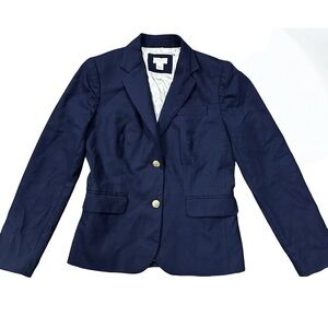 J. Crew Factory Navy Blue Wool Blend Keating Blazer Jacket Size 2 Office Career